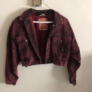 Vintage Cropped Red Jean Jacket